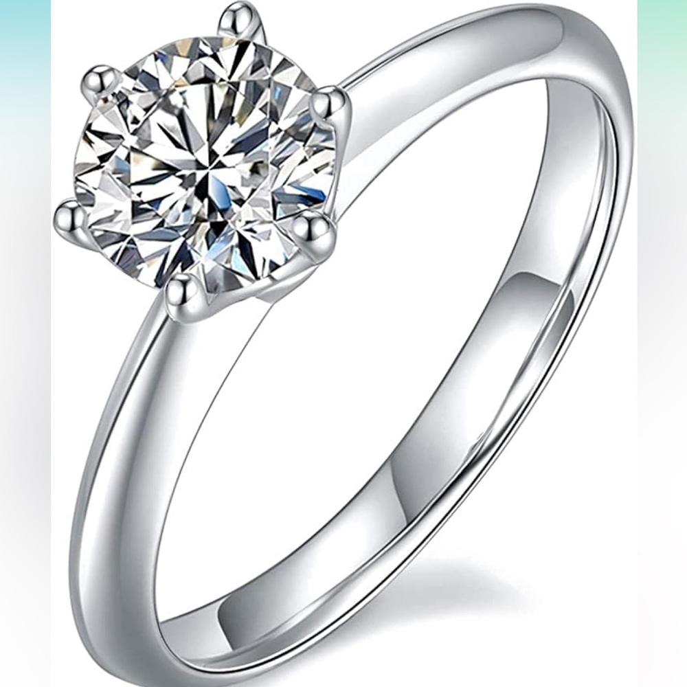 1 Carat D Color VVS1 Clarity Moissanite Rings Round Cut Moissanite Gold Plated - Picture 3 of 7